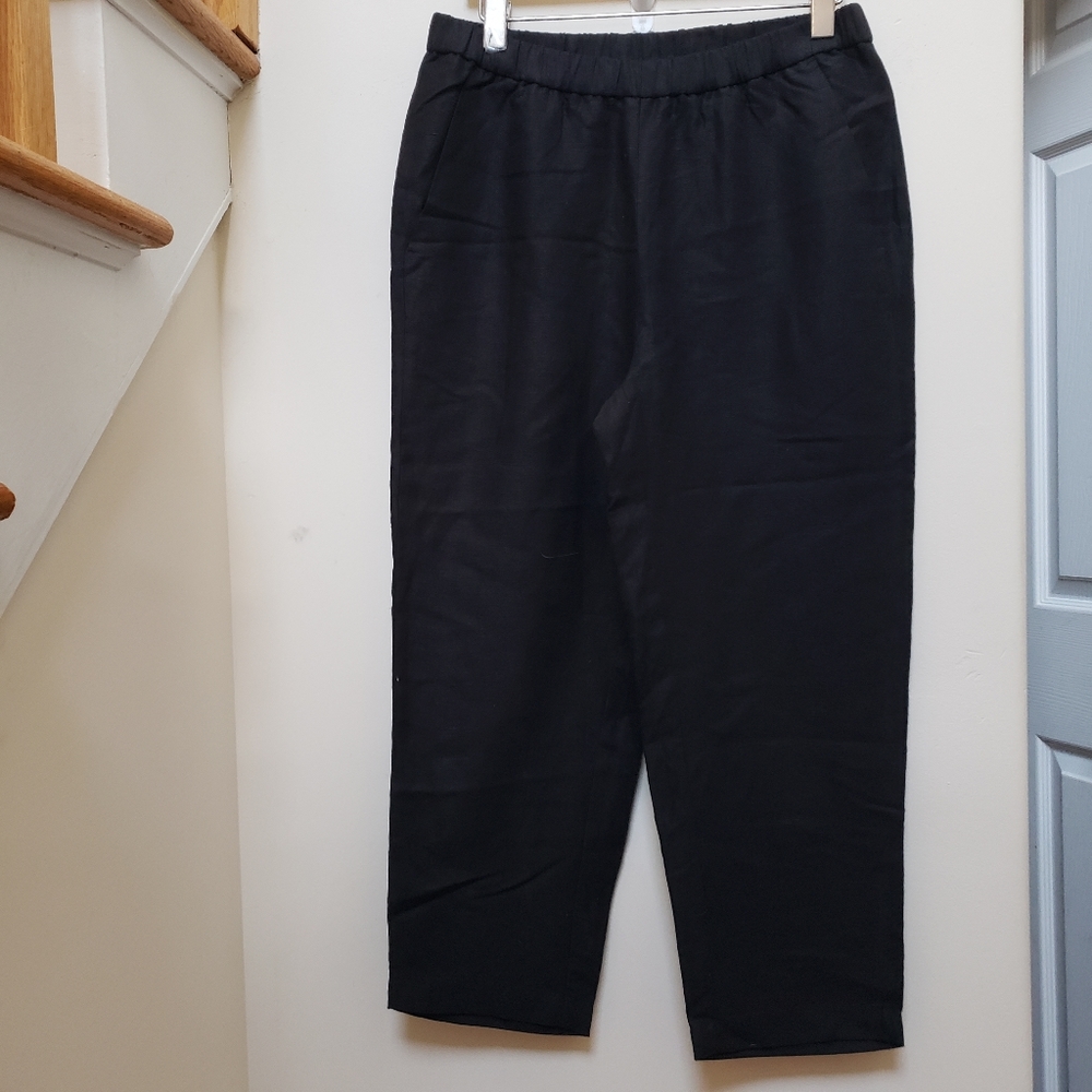 NWT Eileen Fisher Black Tencel Organic Linen Slub Crop Pant See Description - Picture 2 of 11